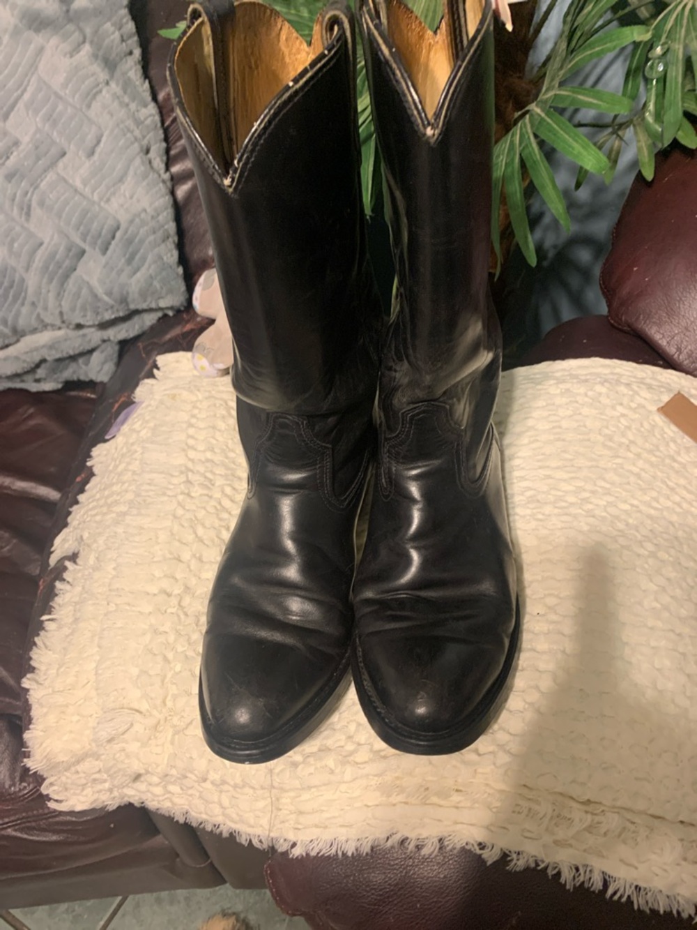 Men's Black Leather Western Cowboy Boots